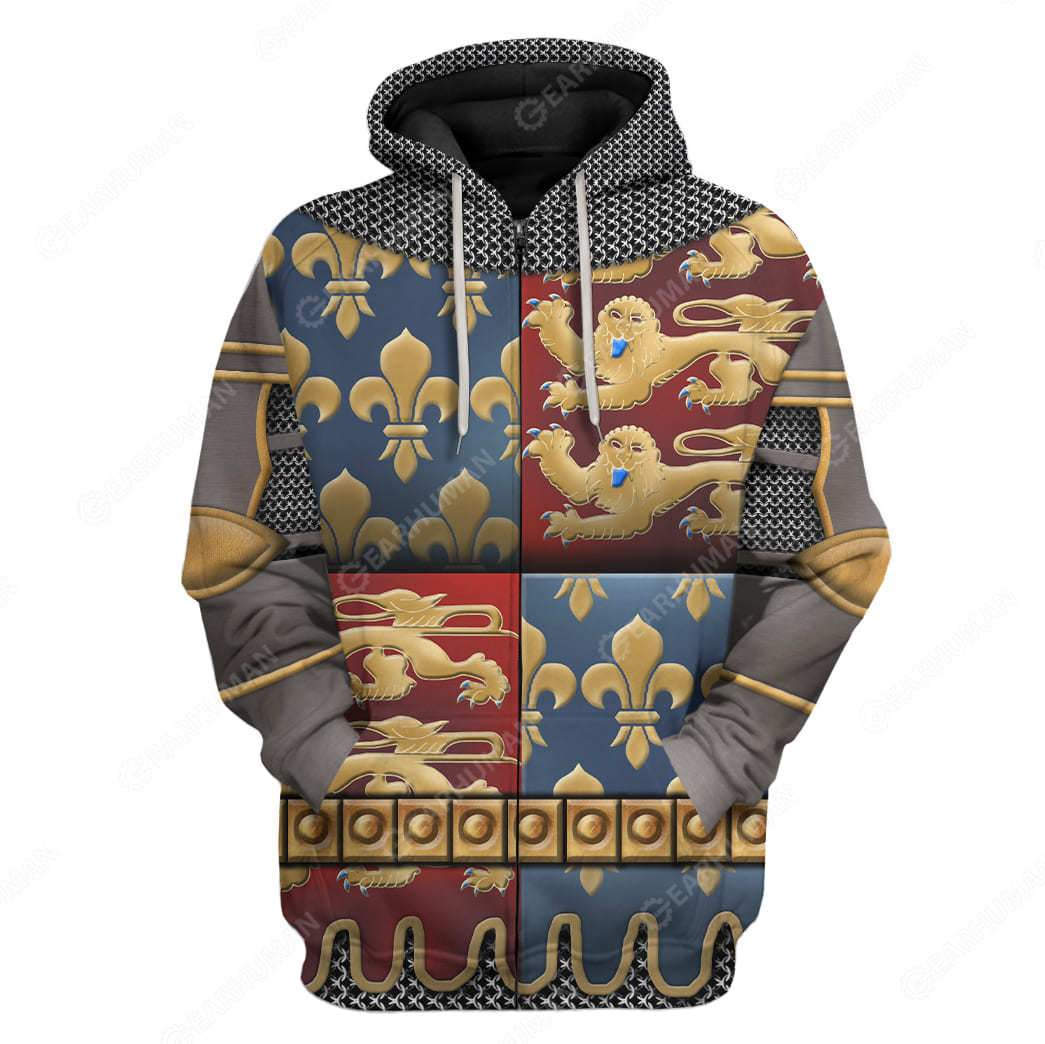 Hoodie Custom Edward III of England Apparel HD-AT11101903 3D Custom Fleece Hoodies Zip Hoodie S 