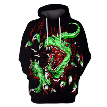Gearhumans Horror Dinosaur Custom T-shirt - Hoodies Apparel