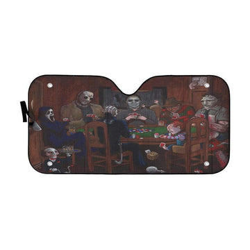 Gearhumans Horror Icons Playing Poker Custom Auto Car Sunshade