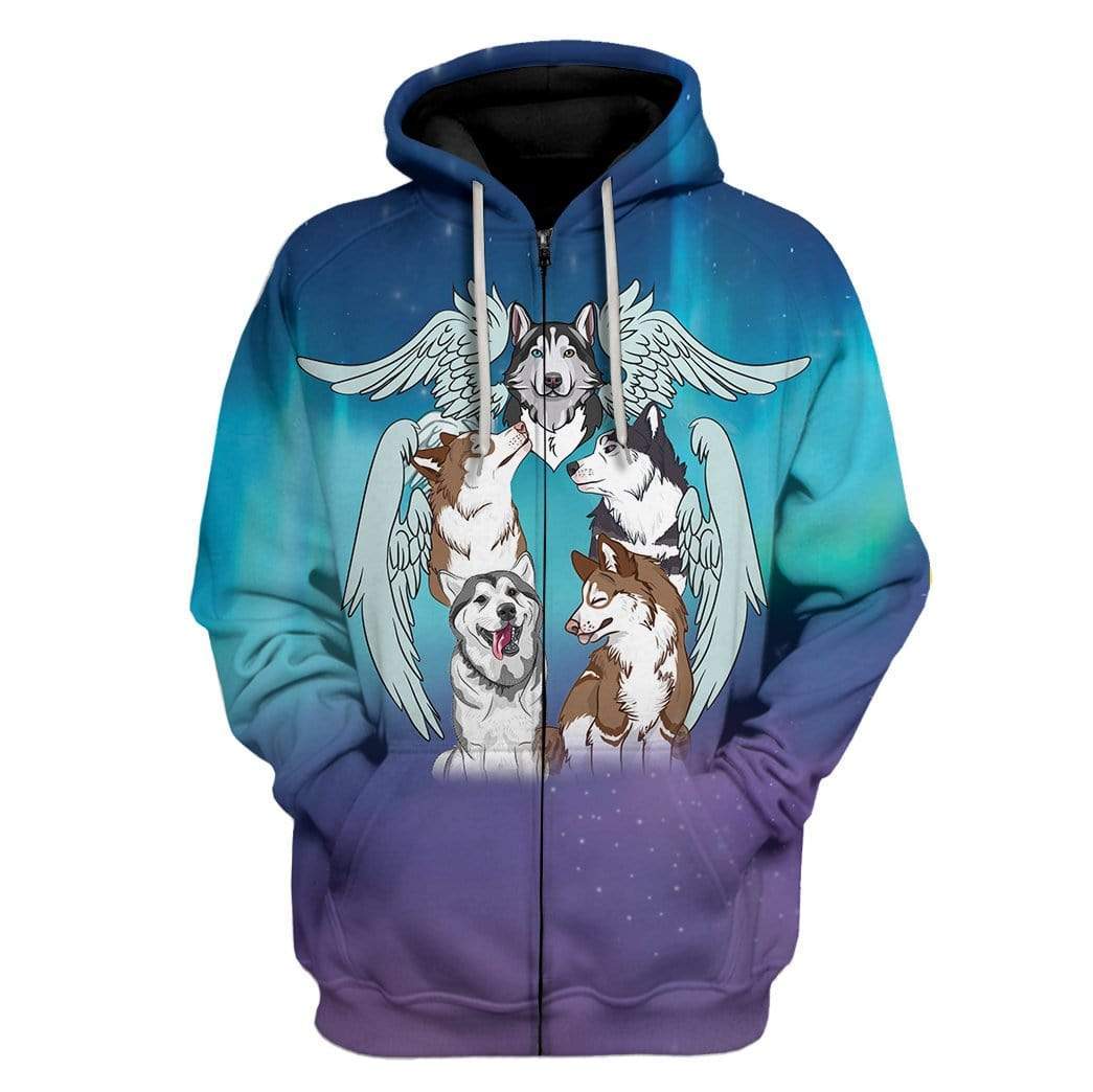 Husky Angels Custom T-Shirts Hoodies Apparel DG-AT1212191 3D Custom Fleece Hoodies Zip Hoodie S 