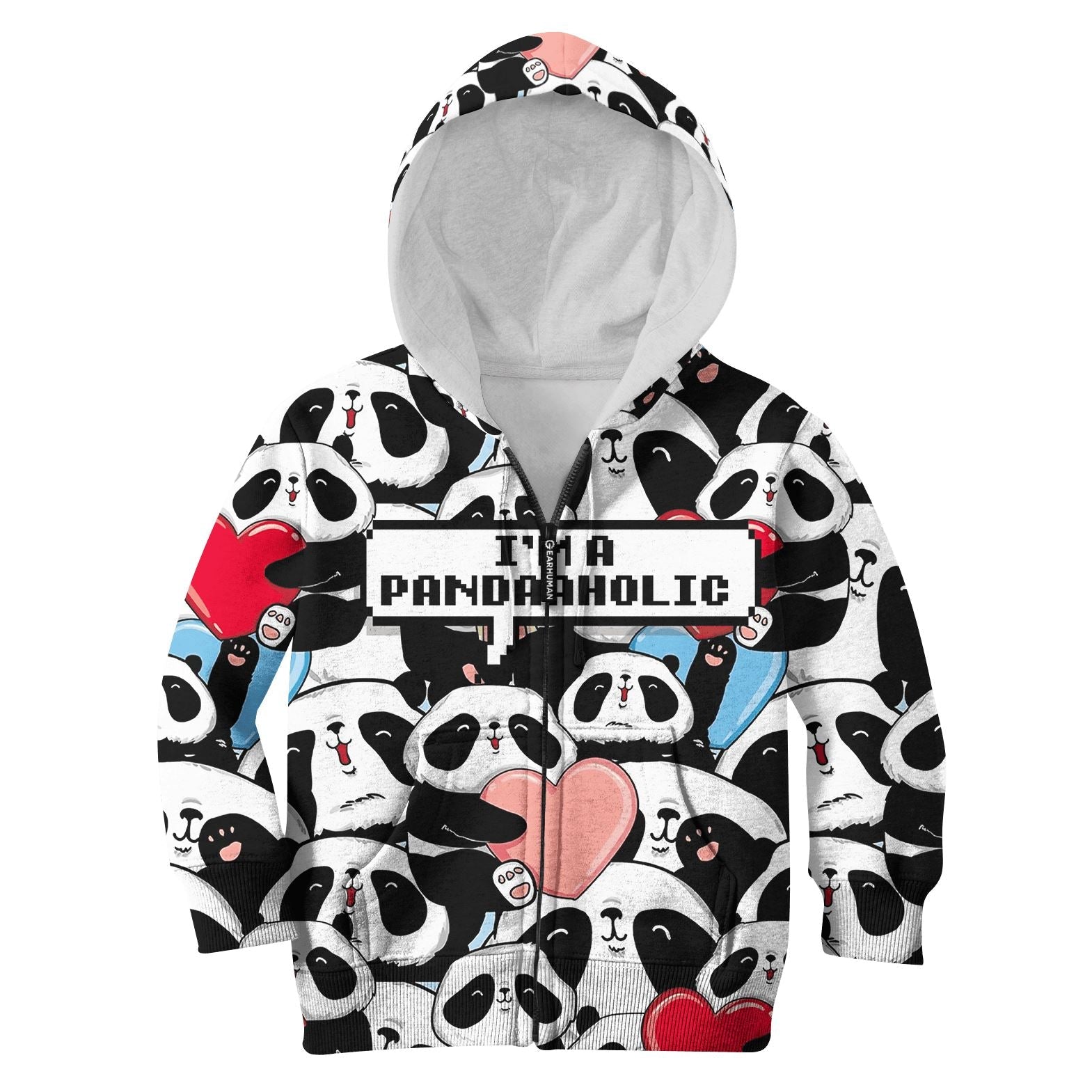 I Am A PandaAholic Kid Custom Hoodies T-shirt Apparel HD-PET110203K kid 3D apparel Kid Zip Hoodie S/6-8 