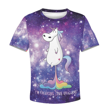 I AM FREAKING LOVE UNICORN Kid Custom Hoodies T-shirt Apparel HD-UNI110128K kid 3D apparel Kid T-Shirt XS 