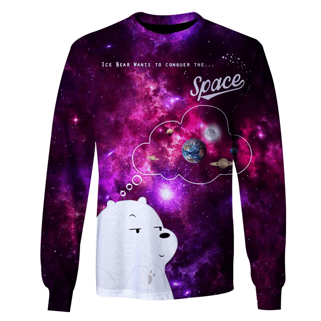 Ice bear wants to conquer the space Custom T-shirt - Hoodies Apparel GH110384 3D Custom Fleece Hoodies Long Sleeve S 