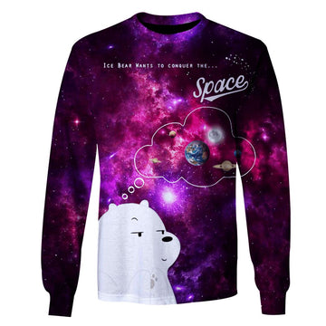 Gearhumans Ice bear wants to conquer the space Custom T-shirt - Hoodies Apparel