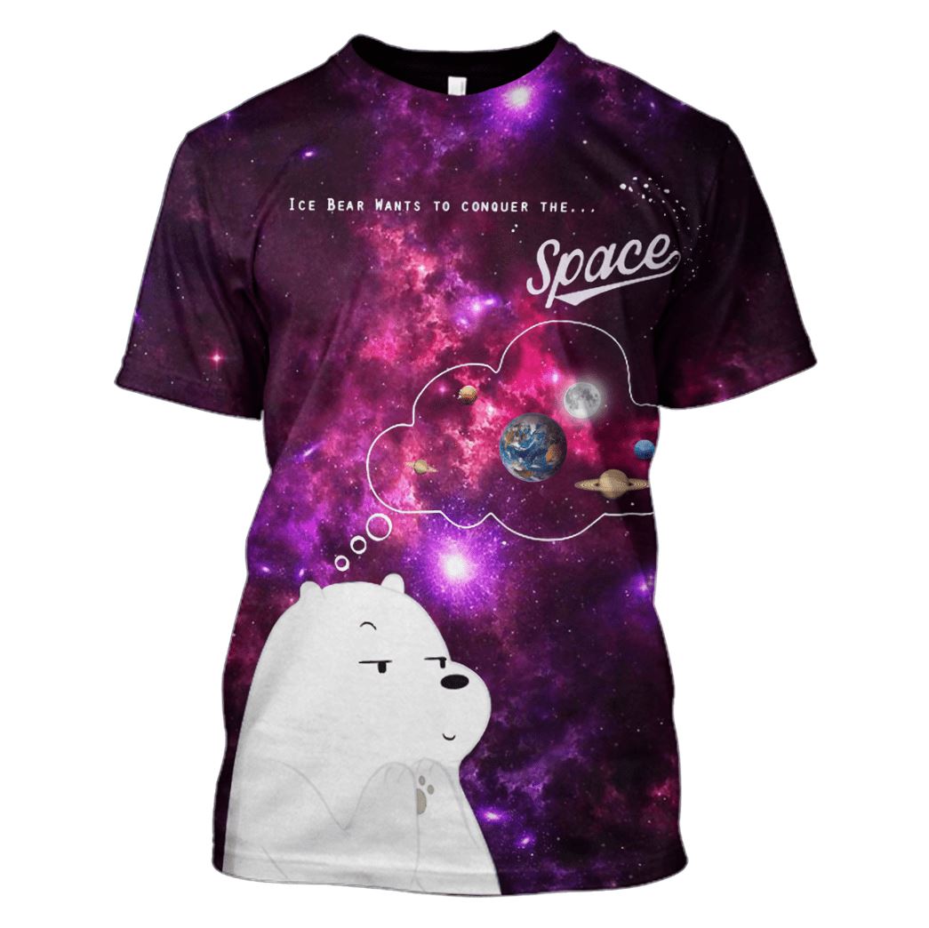 Ice bear wants to conquer the space Custom T-shirt - Hoodies Apparel GH110384 3D Custom Fleece Hoodies T-Shirt S 