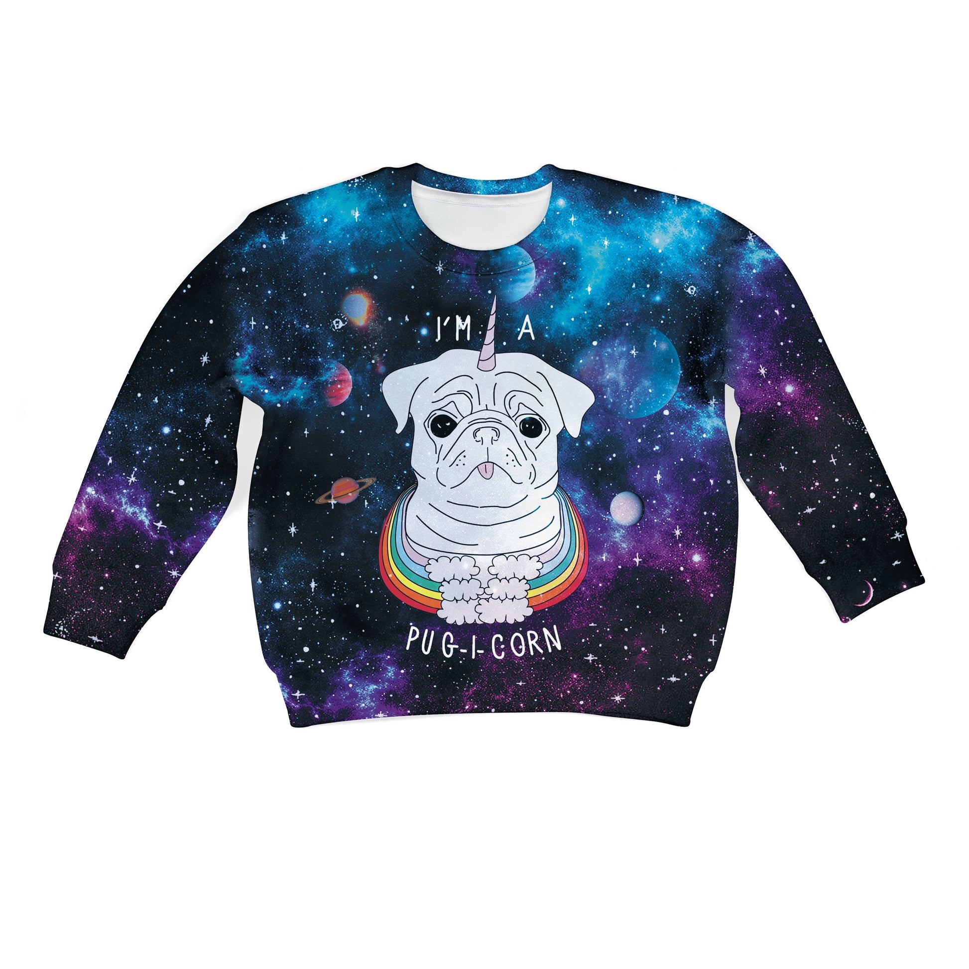 I'm A Pugicorn Custom Hoodies T-shirt Apparel HD-UNI110135K kid 3D apparel Kid Sweatshirt S/6-8 