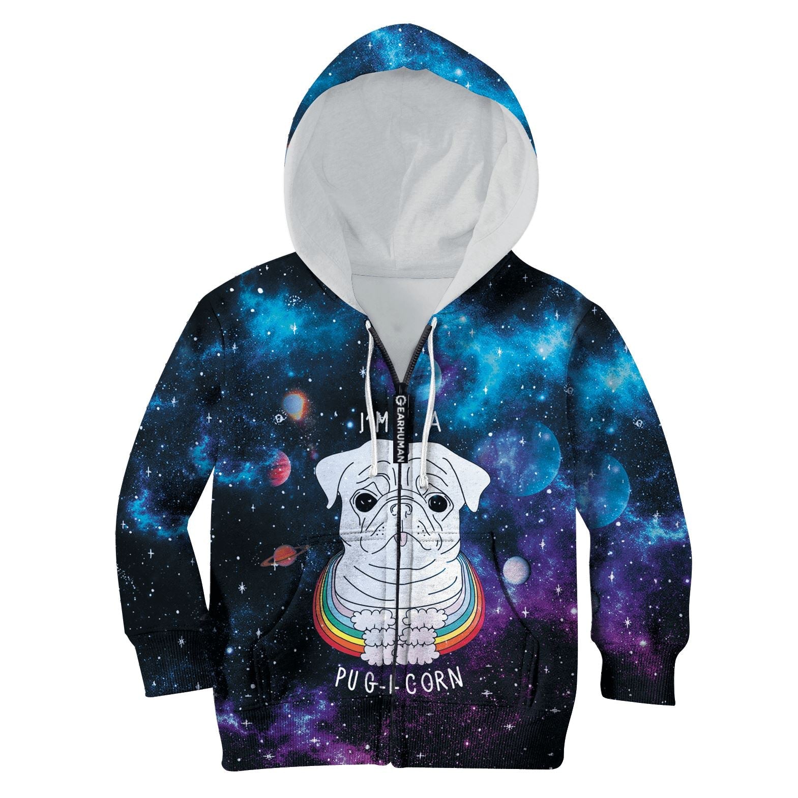 I'm A Pugicorn Custom Hoodies T-shirt Apparel HD-UNI110135K kid 3D apparel Kid Zip Hoodie S/6-8 