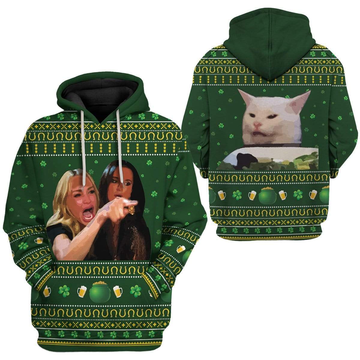 Woman yelling at cat christmas sweater sale