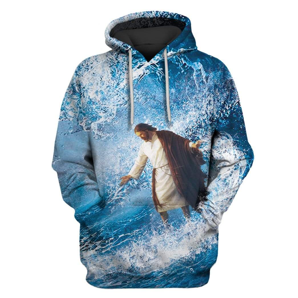 Jesus Walking On Water Custom T-shirt - Hoodies Apparel HD-GH20074 3D Custom Fleece Hoodies Hoodie S 