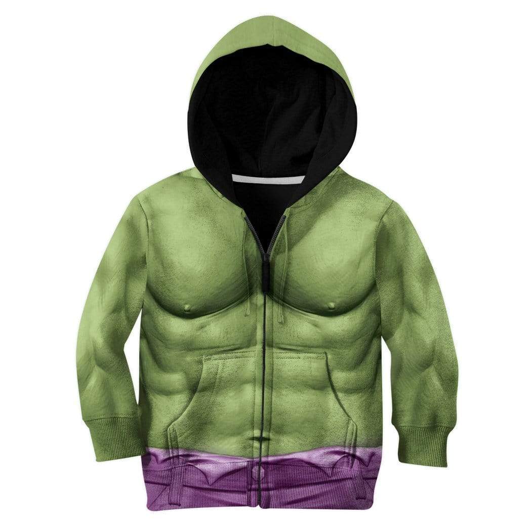 Kid Cosplay Incredible Hulk Custom T-Shirts Hoodies Apparel MV-DT0302204 Kid 3D Apparel Kid Zip Hoodie 2XS 