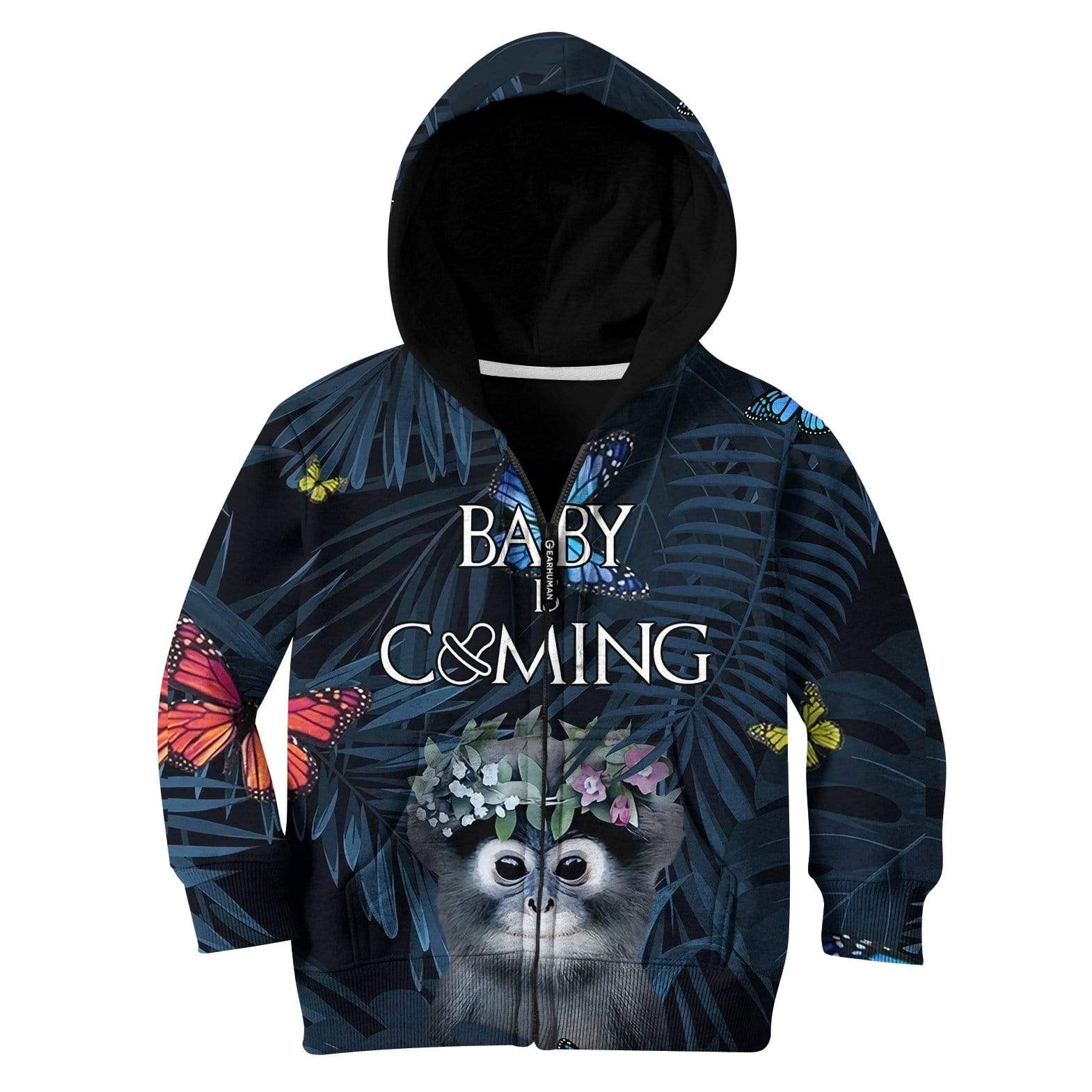 Kid Custom Baby Is Coming Apparel HD-AT3081905K Kid 3D Apparel Kid Zip Hoodie S/6-8 