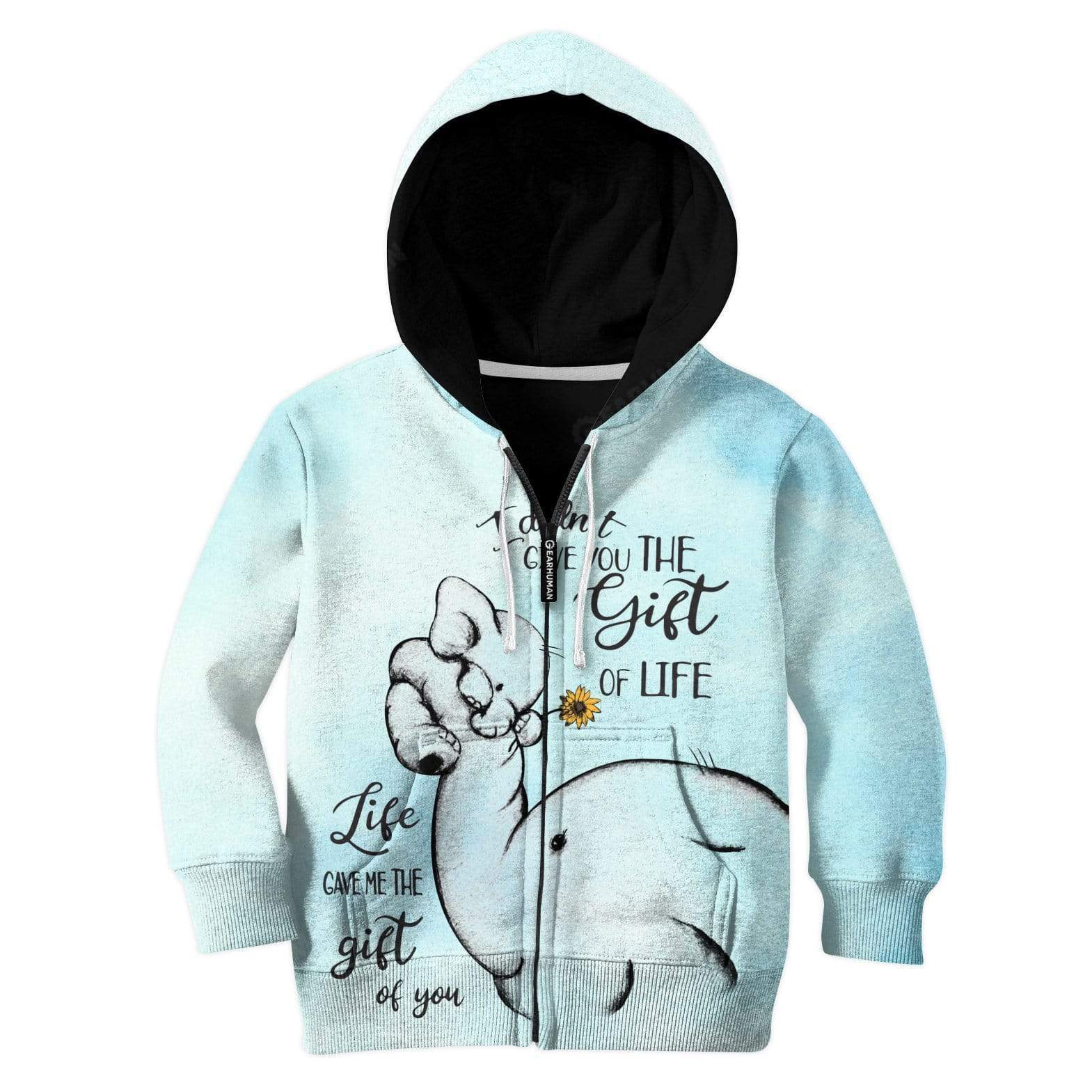 Kid Custom Elephant Apparel HD-GH2081902K kid 3D apparel Kid Zip Hoodie S/6-8 