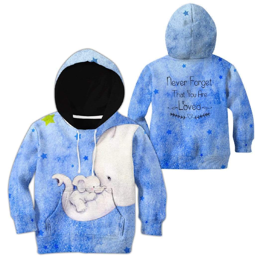 Kid Custom Hoodies T-shirt Cute Boy Elephant Never forget that you are loved HD-GH0281917K kid 3D apparel 