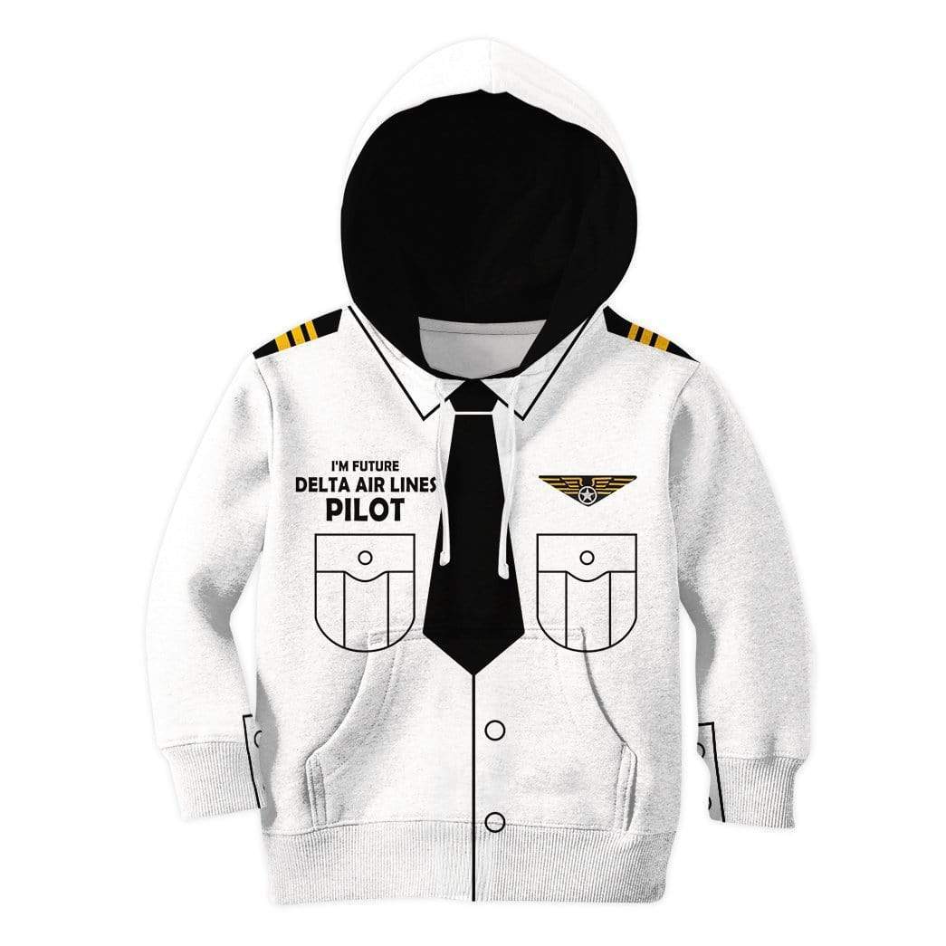 Kid Custom Hoodies T-shirt I'm future Delta Air Lines pilot Apparel HD-GH20707K kid 3D apparel Kid Hoodie 2T 