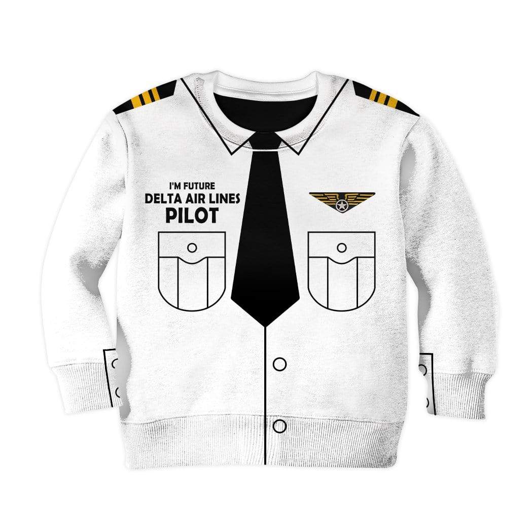 Kid Custom Hoodies T-shirt I'm future Delta Air Lines pilot Apparel HD-GH20707K kid 3D apparel Kid Sweatshirt 2T 