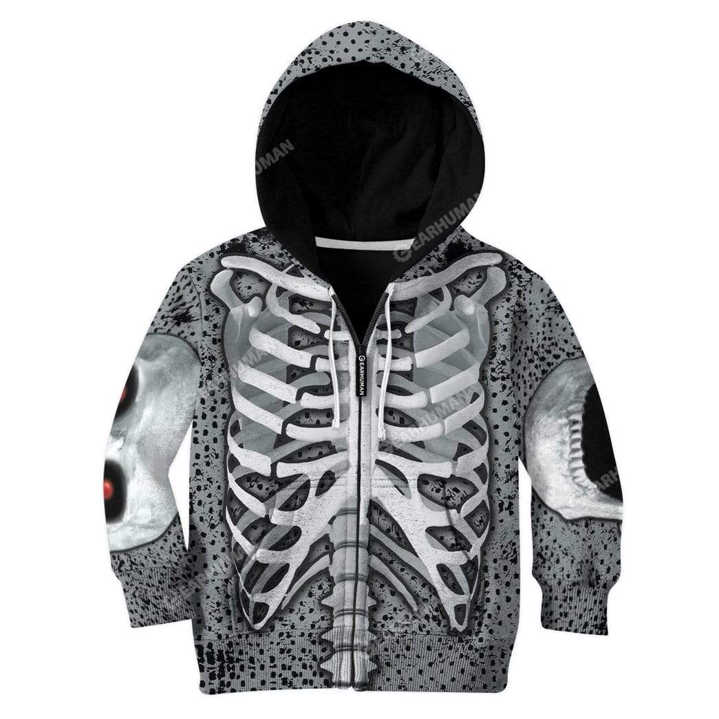 Kid Skeleton Hoodie TShirt Apparel SK-QM0312191 Kid 3D Apparel Kid Zip Hoodie 2XS 