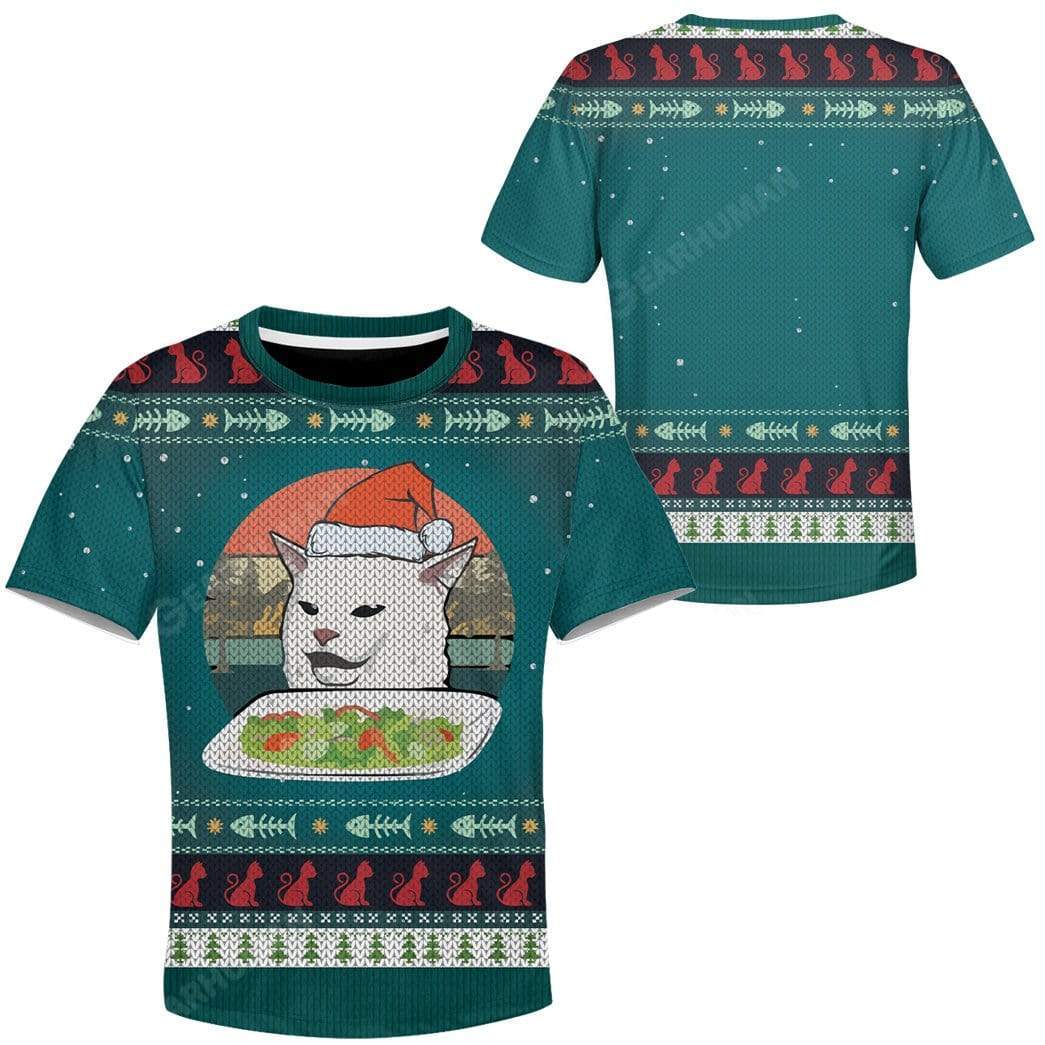 Kid Ugly Christmas Cat Custom T-Shirts Hoodies Apparel CT-AT0412194 Kid 3D Apparel 