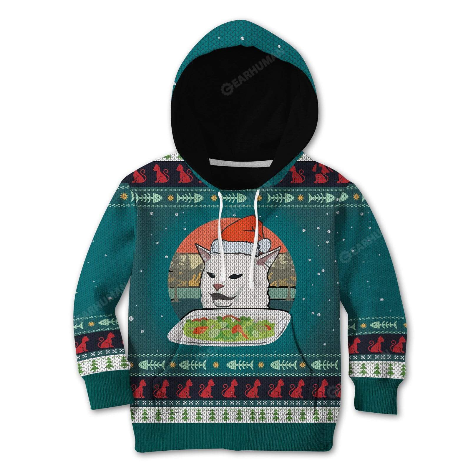 Kid Ugly Christmas Cat Custom T-Shirts Hoodies Apparel CT-AT0412194 Kid 3D Apparel Kid Hoodie 2XS 