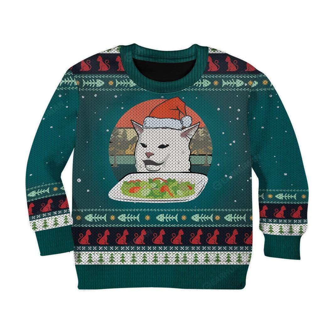 Kid Ugly Christmas Cat Custom T-Shirts Hoodies Apparel CT-AT0412194 Kid 3D Apparel Kid Sweatshirt 2XS 