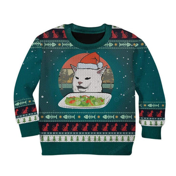 Gearhumans Kid Ugly Christmas Cat Custom T-Shirts Hoodies Apparel
