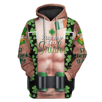 Kiss me I'm Irish Custom T-shirt - Hoodies Apparel HD-GH110690 3D Custom Fleece Hoodies Hoodie S 