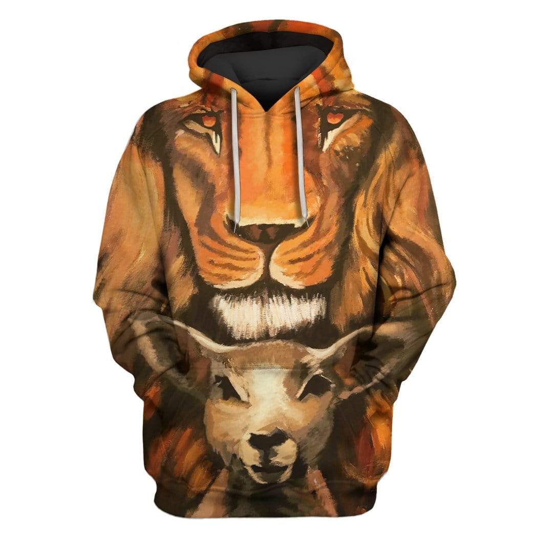 Lion and the Lamb Custom T-shirt - Hoodies Apparel HD-GH20204 3D Custom Fleece Hoodies Hoodie S 
