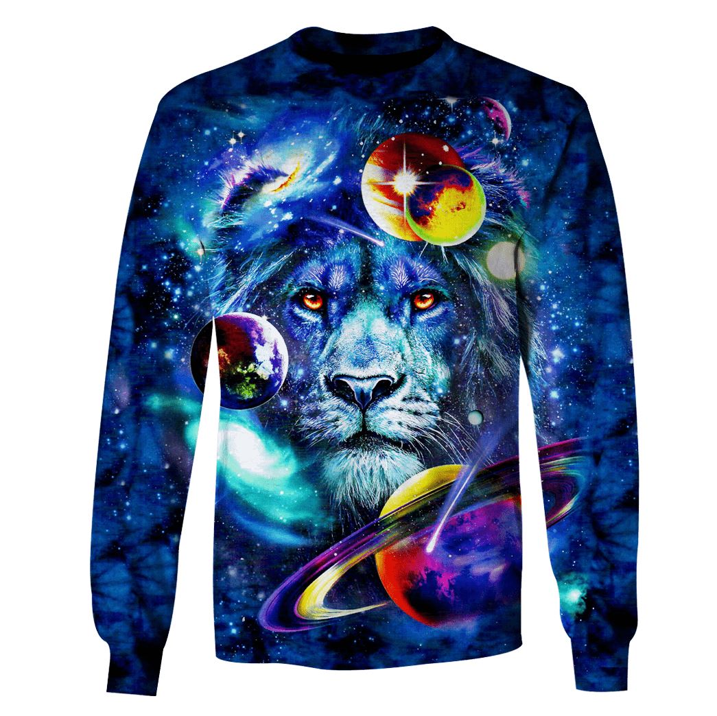 Lion and Universe Custom T-shirt - Hoodies Apparel GH110397 3D Custom Fleece Hoodies Long Sleeve S 