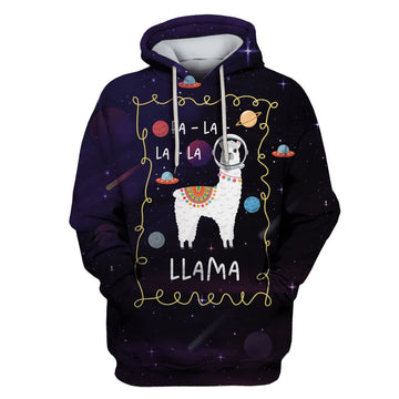 Llama in the space Custom T-shirt - Hoodies Apparel HD-UGL110173 3D Custom Fleece Hoodies Hoodie S 