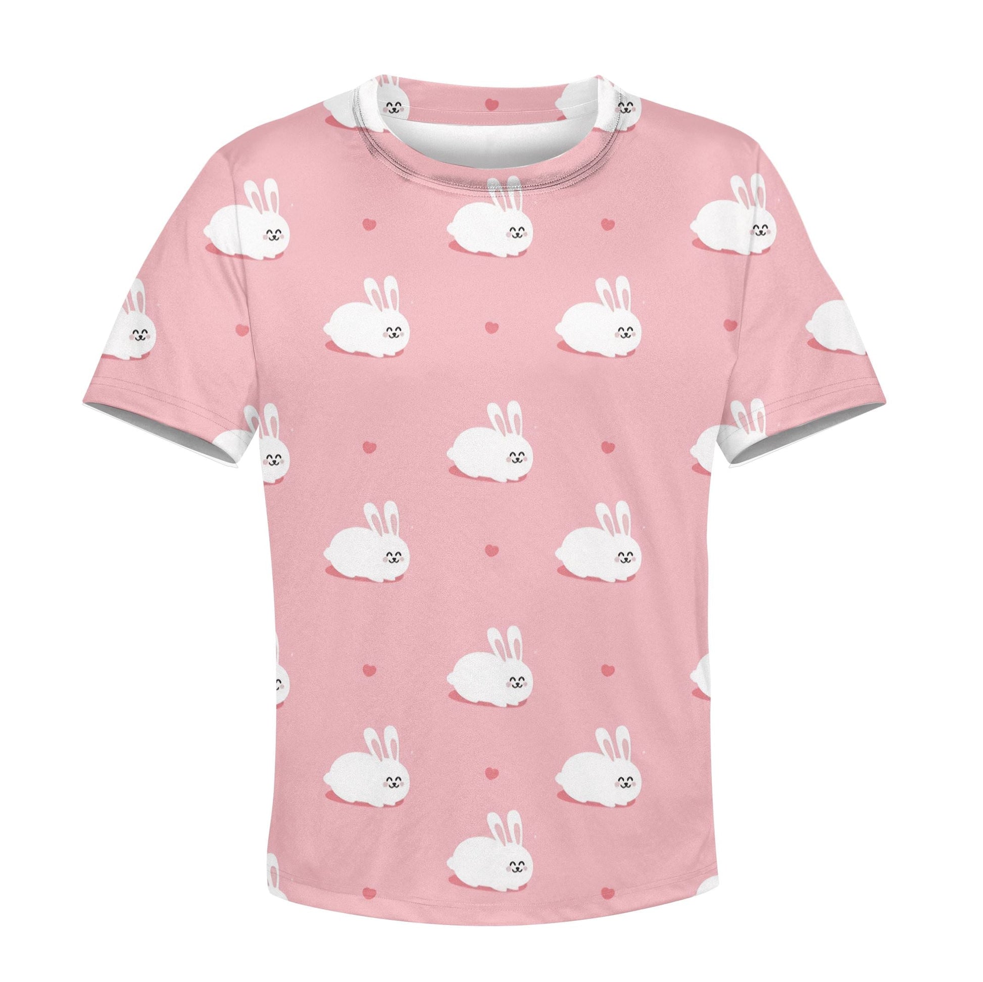 Lovely White Rabbit Custom Hoodies T-shirt Apparel HD-PET110357K kid 3D apparel Kid T-Shirt XS 