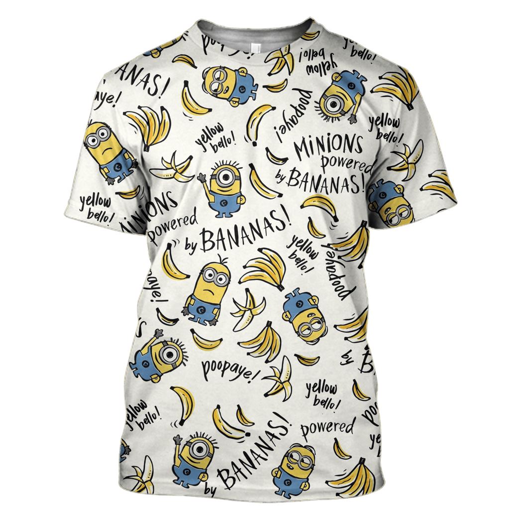 Minions Powered by Bananas Hoodies - T-Shirts - Zip Hoodies Apparel MV100201 3D Custom Fleece Hoodies Hoodie S 