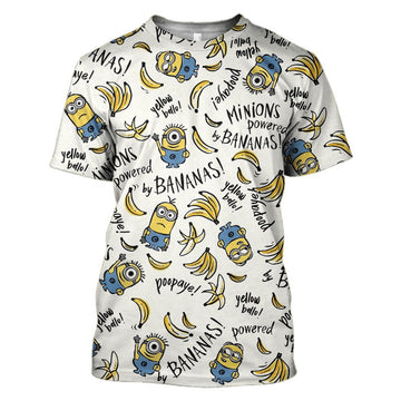 Gearhumans Minions Powered by Bananas Hoodies - T-Shirts - Zip Hoodies Apparel