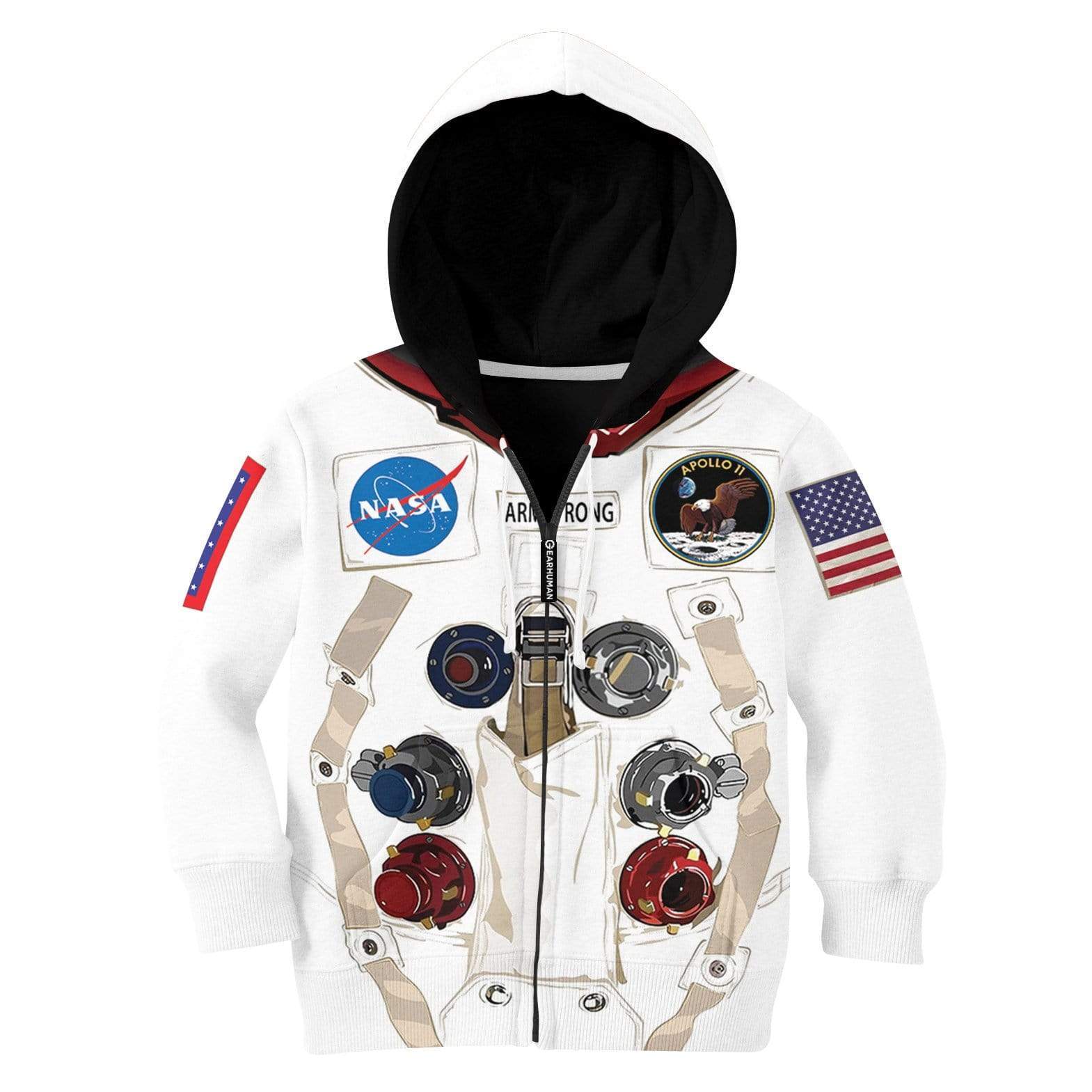 Nasa astronaut Kid Custom Hoodies T-shirt Apparel HD-GH20365K kid 3D apparel Kid Zip Hoodie 2XS 