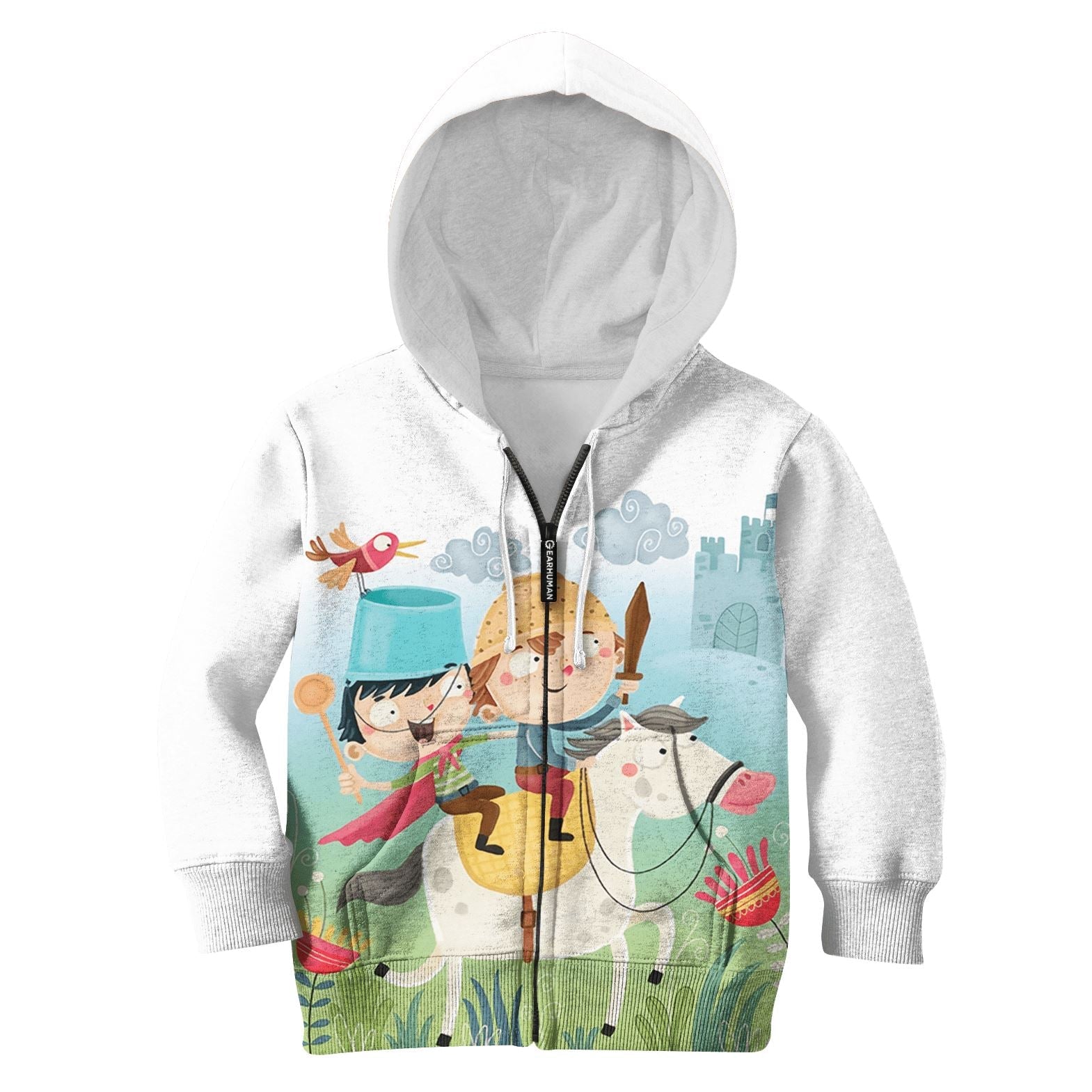 Naughty Boys Riding Horse Custom Hoodies T-shirt Apparel HD-PET110303K kid 3D apparel Kid Zip Hoodie S/6-8 
