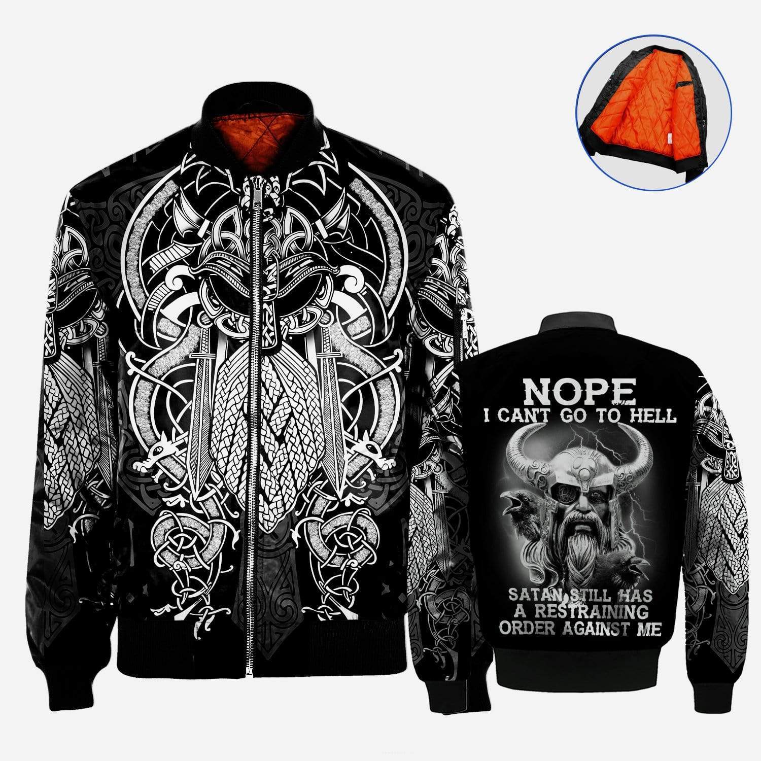 Nylon-Blend Bomber Jacket Viking HD-DT2281906-BJK 3D Custom Fleece Hoodies Jacket Bomber S 