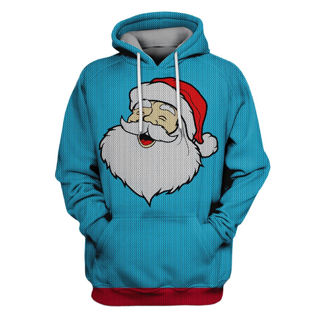 Old Man Santa Claus Custom T-shirt - Hoodies Apparel HD-UGL110109 3D Custom Fleece Hoodies Hoodie S 