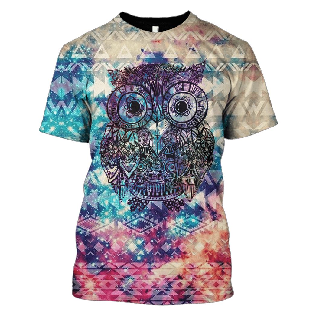 Owl Galaxy Hoodies T-Shirt Apparel HP101130 3D Custom Fleece Hoodies T-Shirt S 