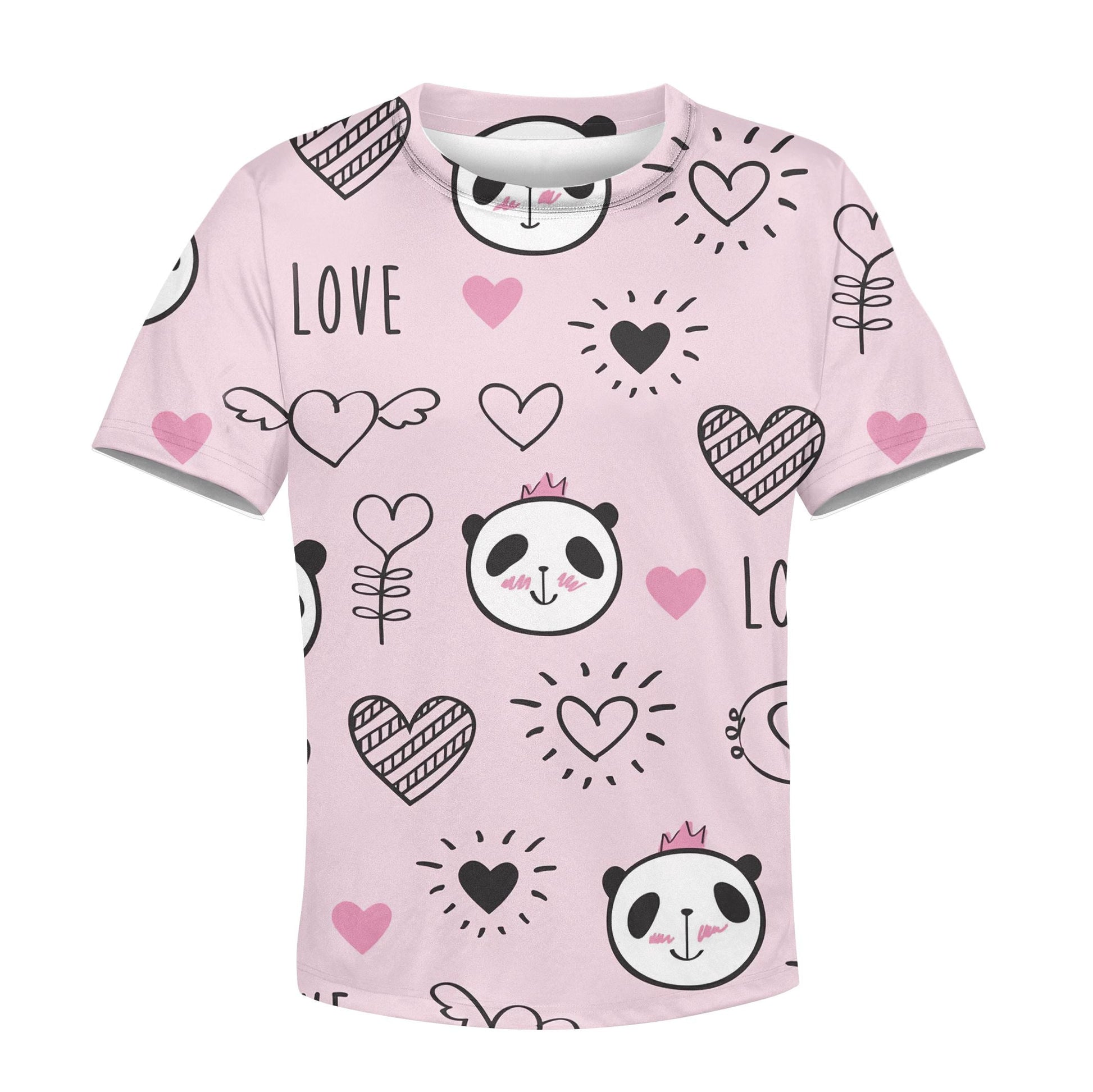 Panda In Love Custom Hoodies T-shirt Apparel HD-PET110358K kid 3D apparel Kid T-Shirt XS 