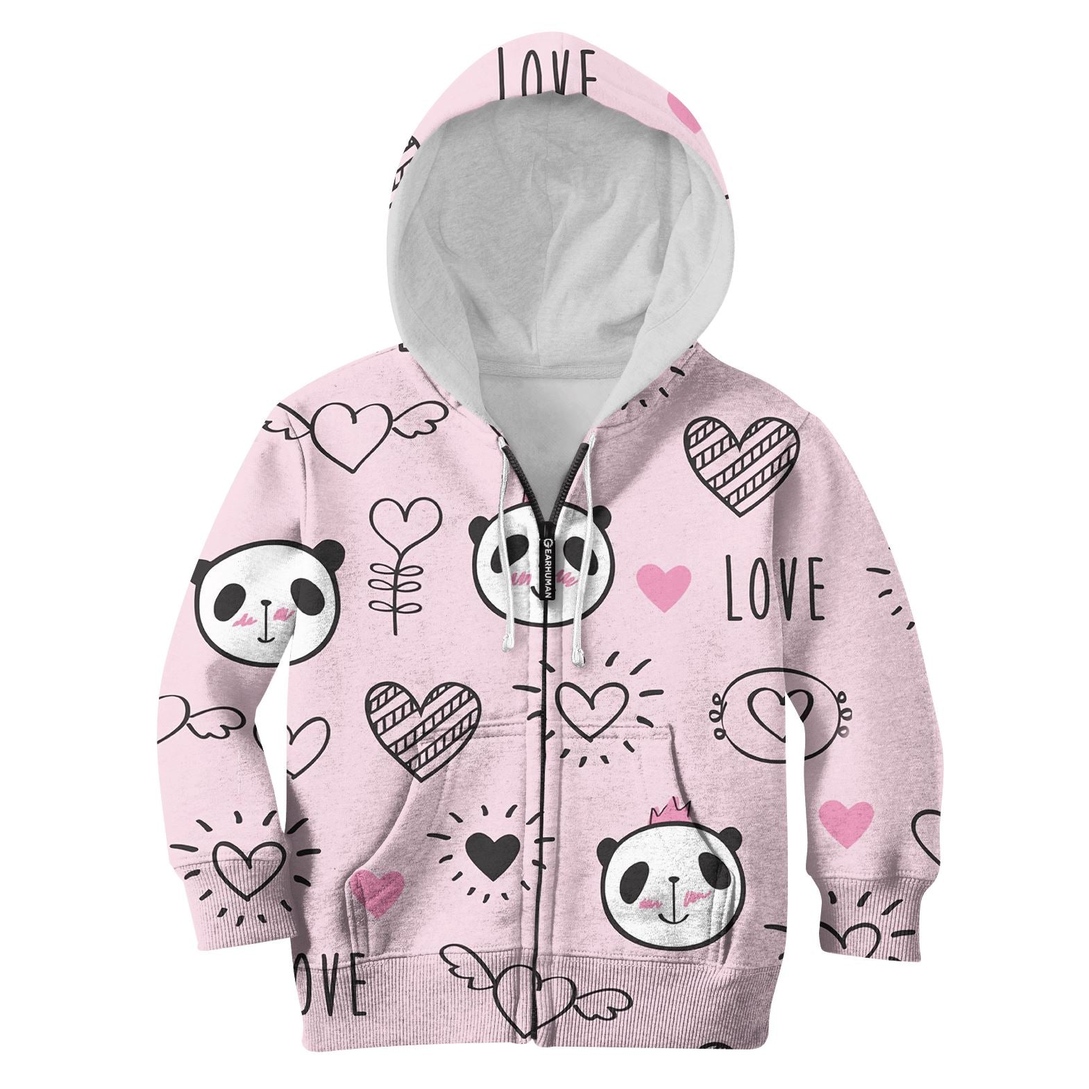 Panda In Love Custom Hoodies T-shirt Apparel HD-PET110358K kid 3D apparel Kid Zip Hoodie S/6-8 