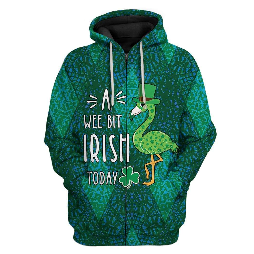 Patrick Flamingo A Wee Bit Irish Today Custom T-Shirts Hoodies Apparel HD-AT2001201 3D Custom Fleece Hoodies Zip Hoodie S 