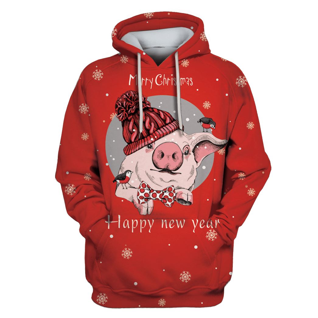 Pig Merry Christmas Custom T-shirt - Hoodies Apparel HD-PET110253 3D Custom Fleece Hoodies Hoodie S 