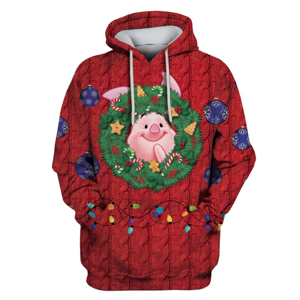 PIGLET ON CHRISTMAS DAY Custom T-shirt - Hoodies Apparel HD-UGL110216 3D Custom Fleece Hoodies Hoodie S 