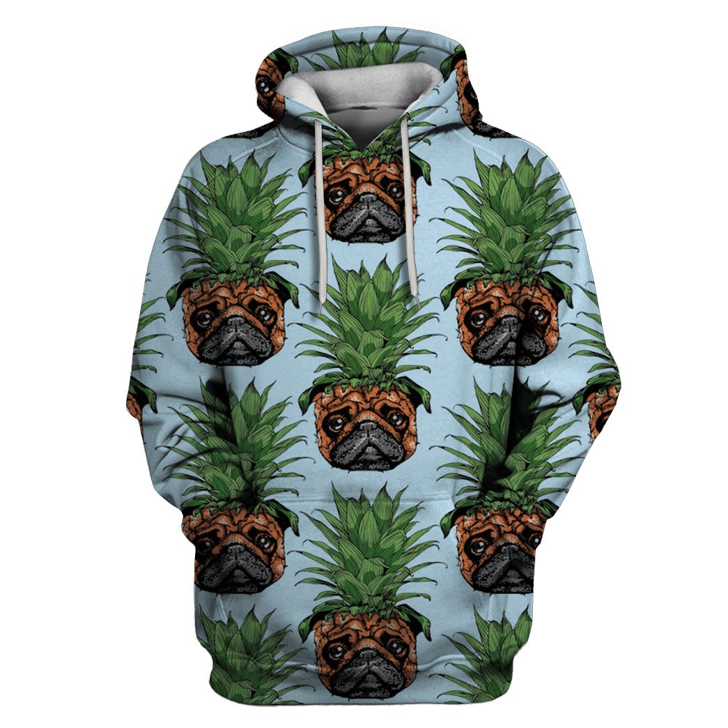 Pineapple Pug Custom T-shirt - Hoodies Apparel HD-PET110240 3D Custom Fleece Hoodies Hoodie S 