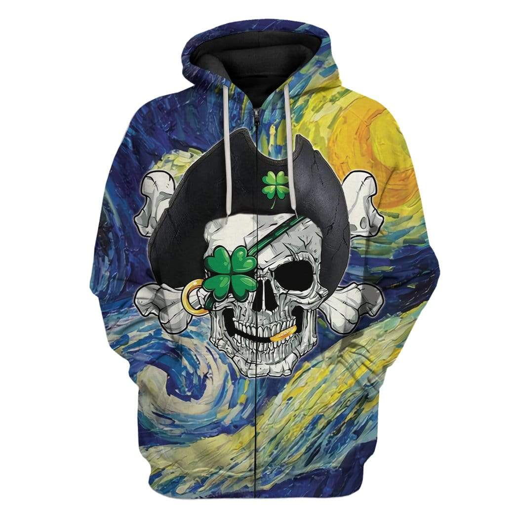Pirate St Patrick Night Custom T-Shirts Hoodies Apparel HD-TA0302203 3D Custom Fleece Hoodies Zip Hoodie S 