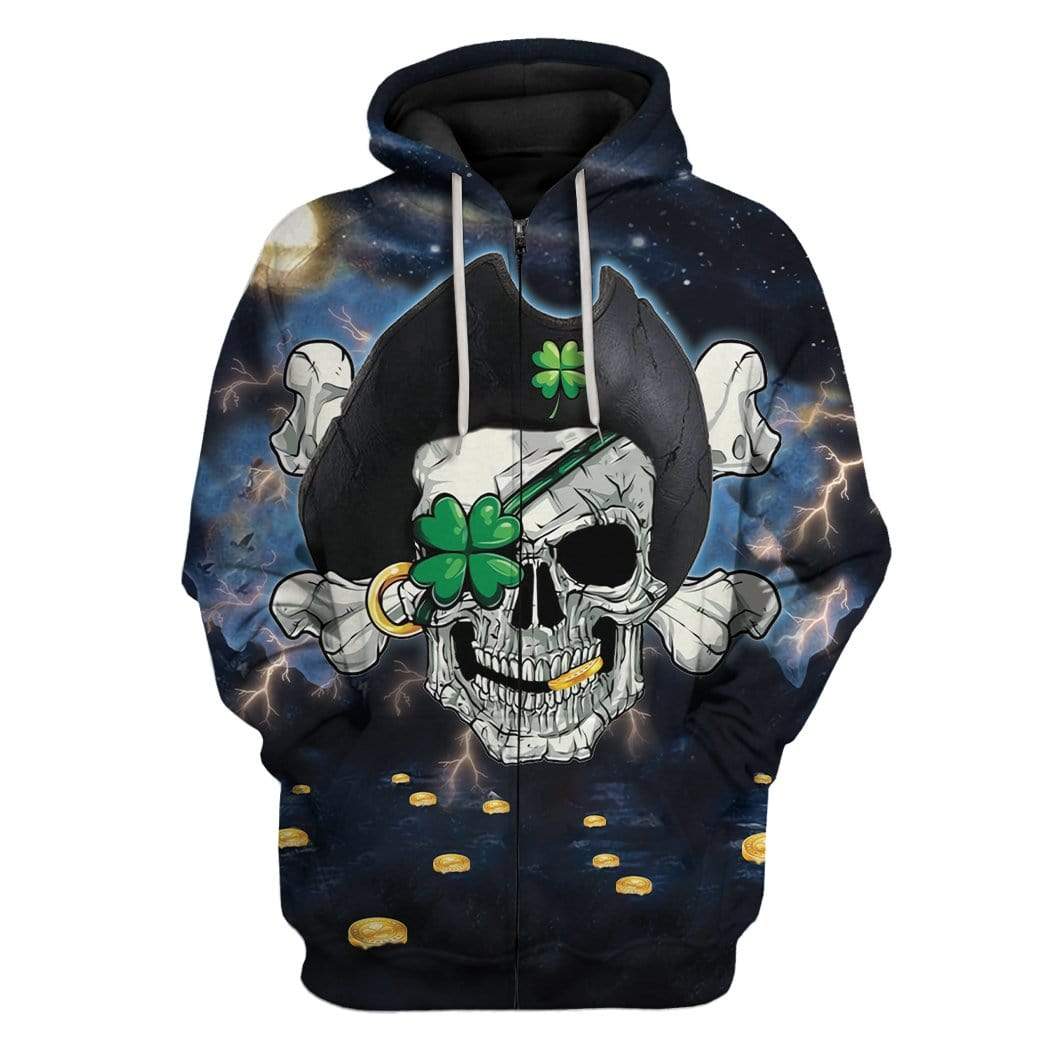 Pirate St Patrick's Day Custom T-Shirts Hoodies Apparel HD-TA0102206 3D Custom Fleece Hoodies Zip Hoodie S 