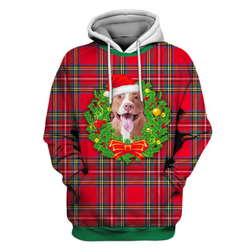 Pitbull On Christmas Custom T-shirt - Hoodies Apparel HD-UGL110115 3D Custom Fleece Hoodies Hoodie S 