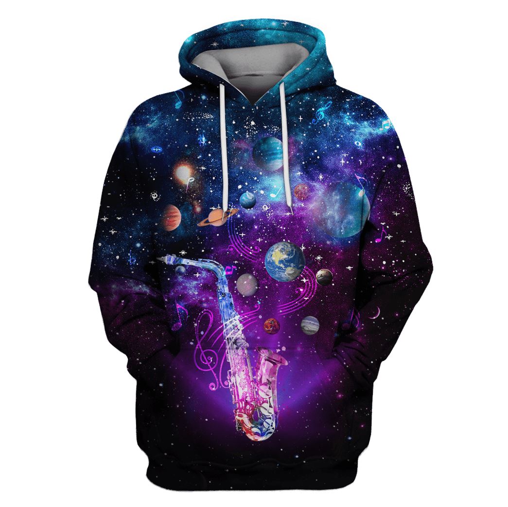 Playing Trumpet in the space with many planets Custom T-shirt - Hoodies Apparel GH110434 3D Custom Fleece Hoodies Hoodie S 