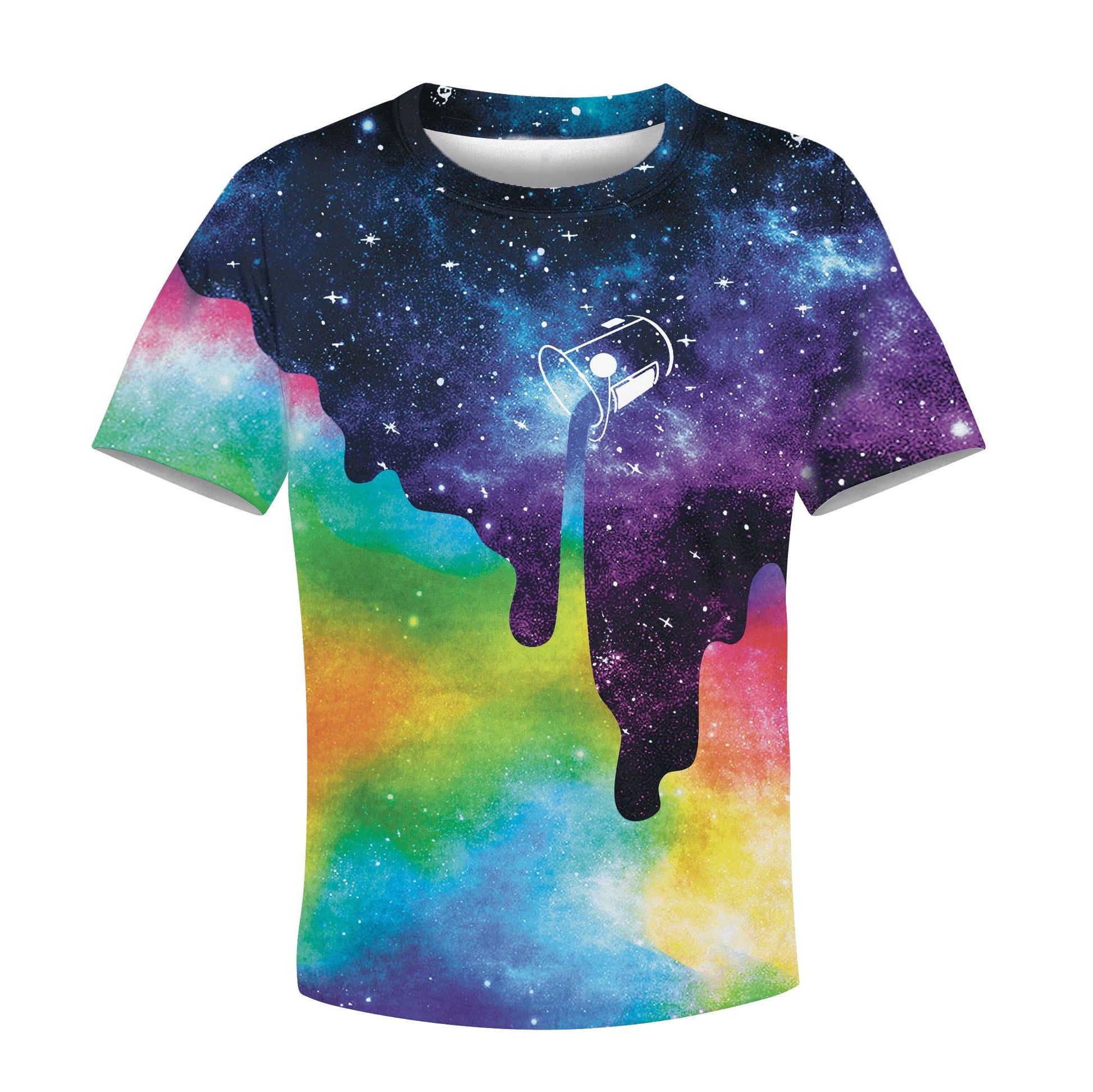 Pouring Rainbow Color For Galaxy Custom Hoodies T-shirt Apparel HD-UNI110146K kid 3D apparel Kid T-Shirt 3XS/2-3 