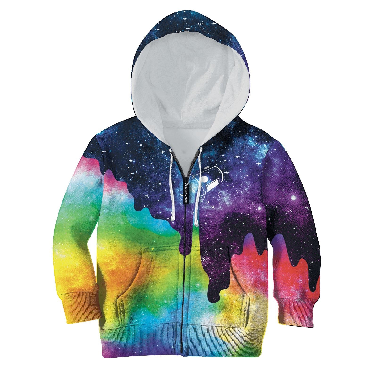 Pouring Rainbow Color For Galaxy Custom Hoodies T-shirt Apparel HD-UNI110146K kid 3D apparel Kid Zip Hoodie 2XS/3-4 