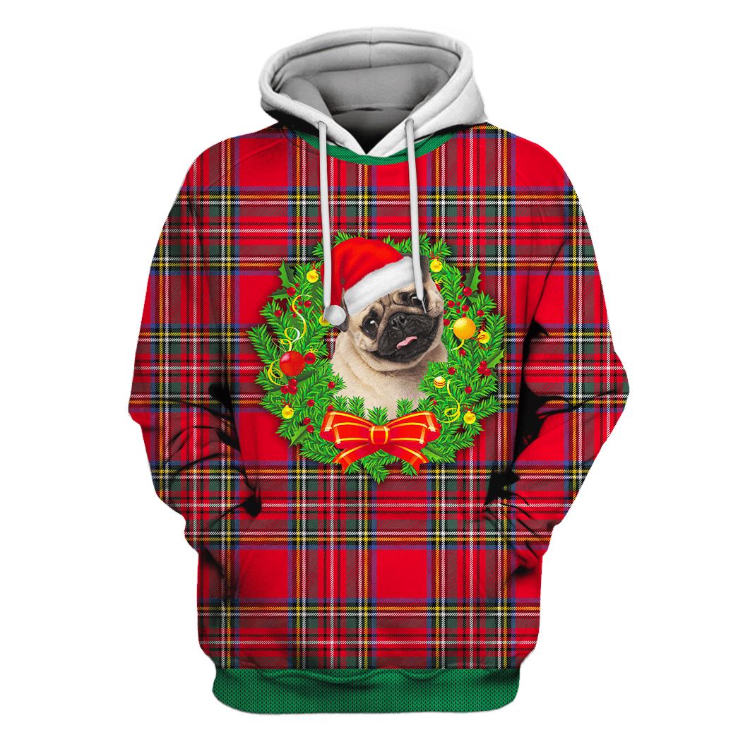 Pug On Christmas Custom T-shirt - Hoodies Apparel HD-UGL110117 3D Custom Fleece Hoodies Hoodie S 