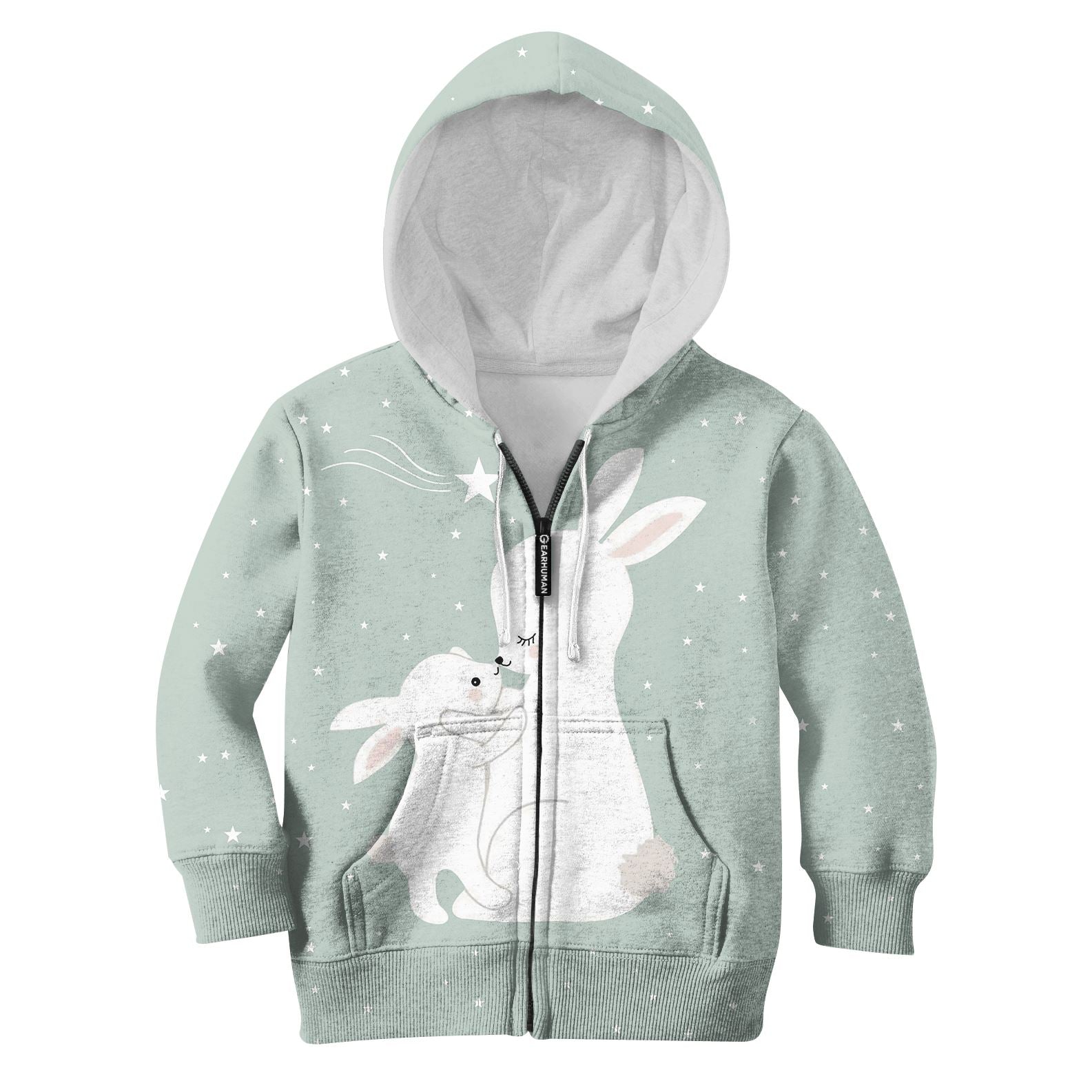 Rabbit Family Custom Hoodies T-shirt Apparel HD-PET110395K kid 3D apparel Kid Zip Hoodie S/6-8 